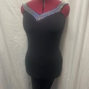 Black Sleeveless floor length dress with Rhinestone Detail from Lebanon